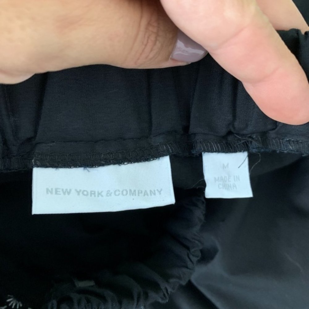 NYC Embroidered Short Sleeve OTS Dress Black #2561 - Picture 7 of 8
